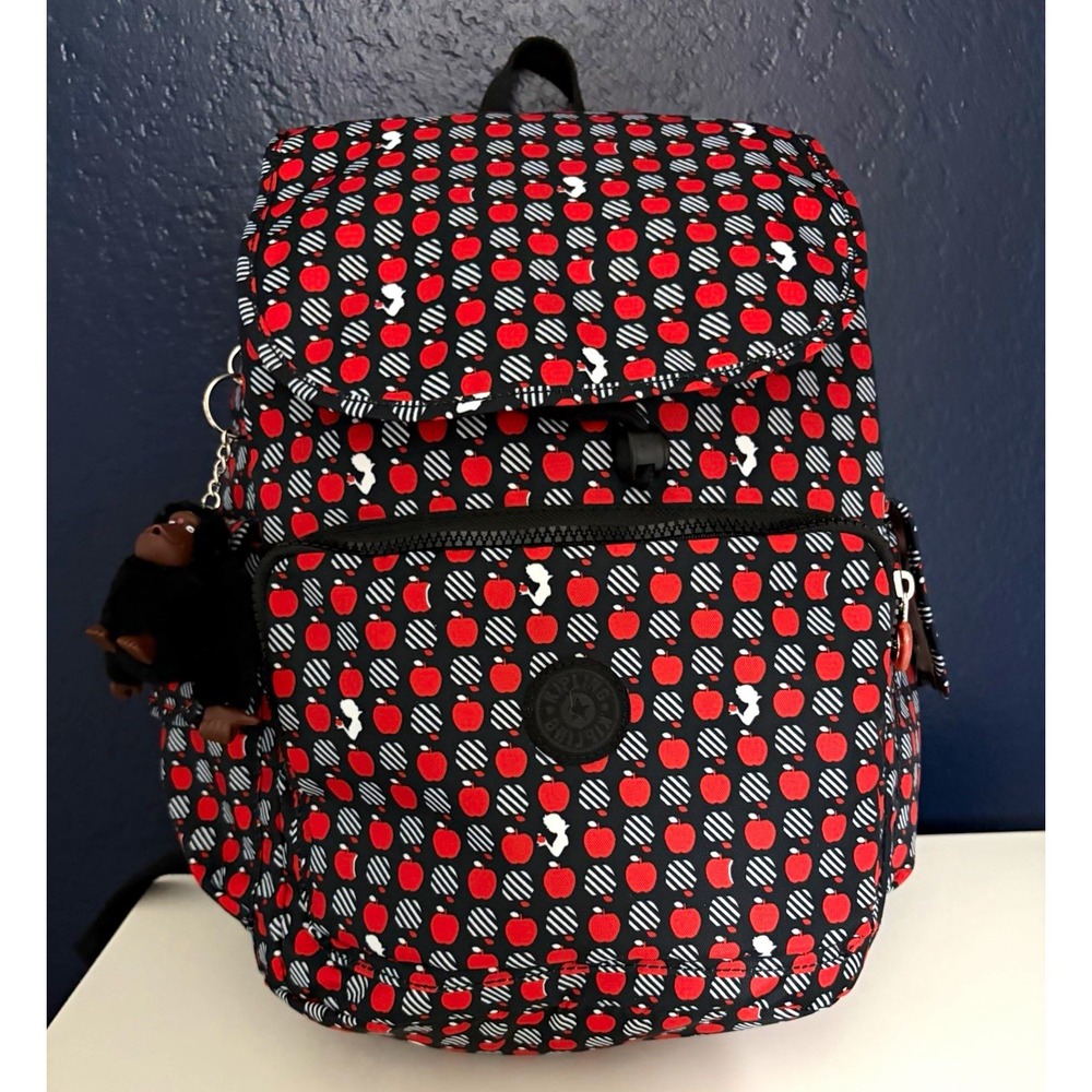 Kipling x Disney Snow White Apple Print Backpack Black Red White Medium